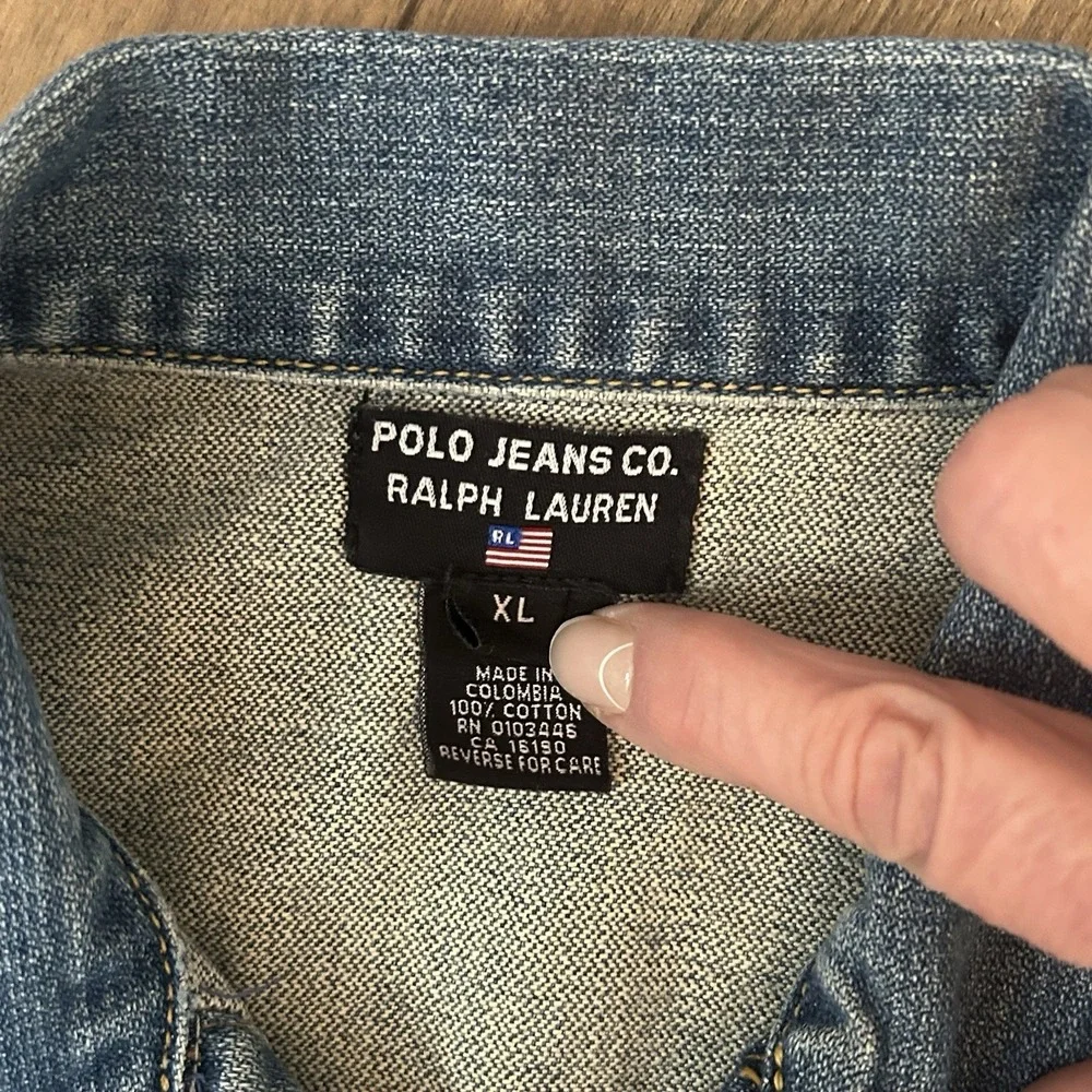 Polo Jeans Co Ralph Lauren Denim Jacket - Kids XL Fits Women's XS Y2K Trucker - Picture 2 of 13